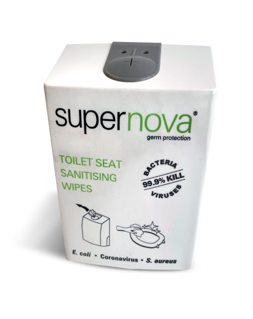 Toilet Sanitising Wipes Wall Dispenser Supernova Germ Protection